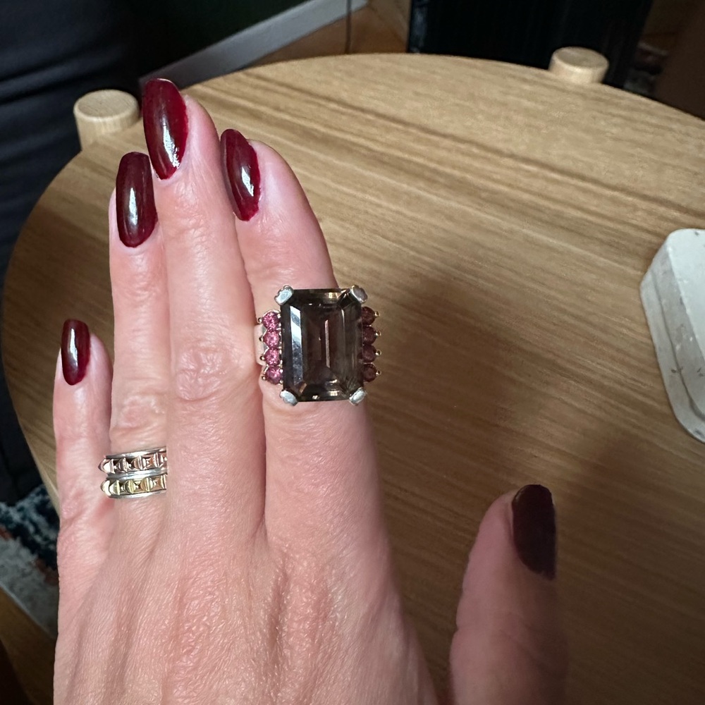 LAGOS Smoky Quartz and Pink Gemstone Ring